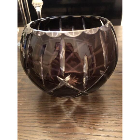 Gorham Crystal- Vintage Lady Anne Rose Bowl 7” Amethyst - Picture 7 of 10